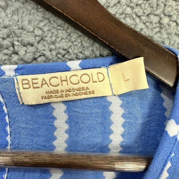 Anthropologie‎ Beachgold Women's Large Blue Cream Striped Jetsetter Romper Boho - Picture 2 of 7